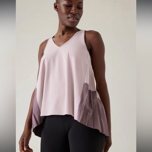 Athleta Swing Forward Pink and Purple Pleated Tank Top